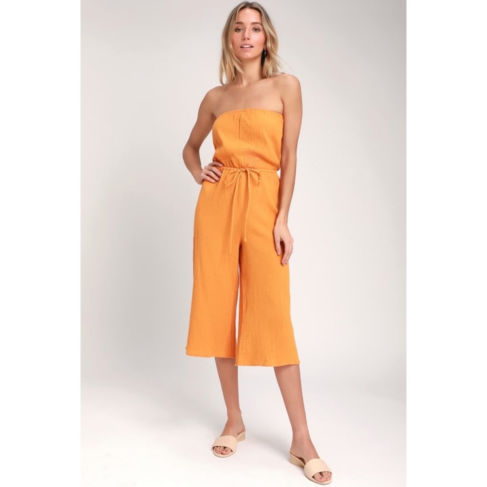 Lulus golden yellow strapless jumpsuit size small